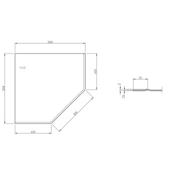Podložna plošča "Winkeleck" iz pločevine - grafit