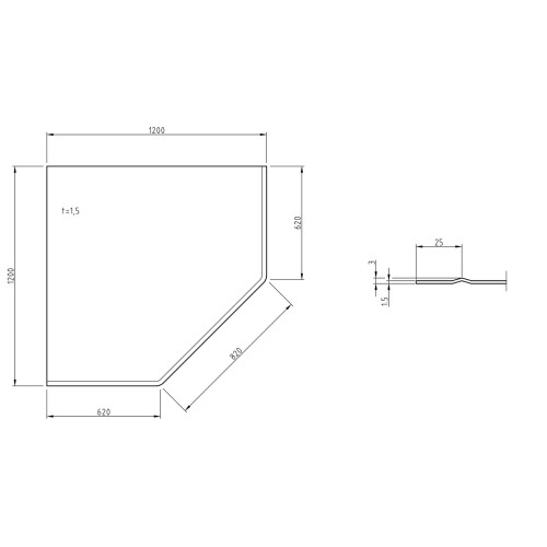 Podložna plošča "Winkeleck" iz pločevine - grafit