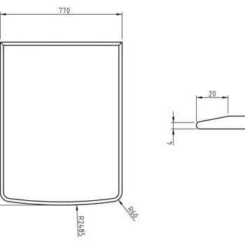 Podložna plošča "Segment" iz pločevine - grafit
